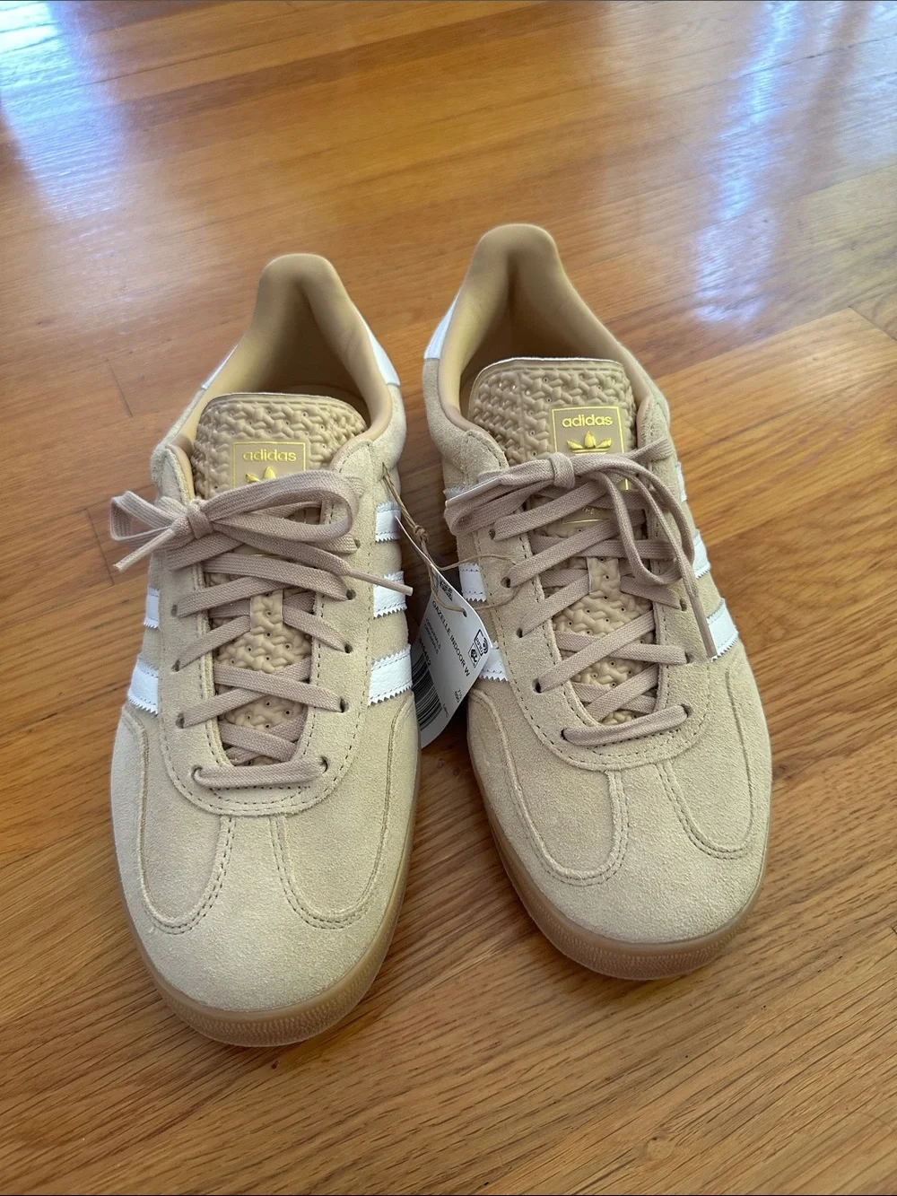 adidas Samba Suede Sneakers NWT - Beige with White Stripes - Picture 7 of 8
